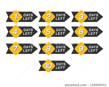 Days Left.  A set of countdown icons. A banner with the number of days before the start of the sale. Label for website, advertising, marketing 126009543