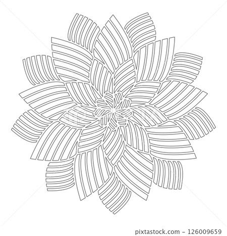 Symmetrical pattern in Tantric yoga of Buddhism and Hinduism. Contour mandala ornament for coloring and scrapbooking. A design element for the development of a color composition Symmetrical pattern in Tantric yoga of Buddhism and Hinduism. Contour mandala ornament for coloring and scrapbooking. A design element for the development of a color composition 126009659