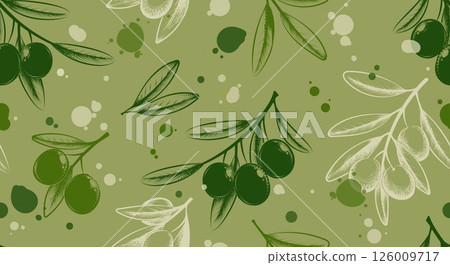 Hand drawn olive branches background 126009717