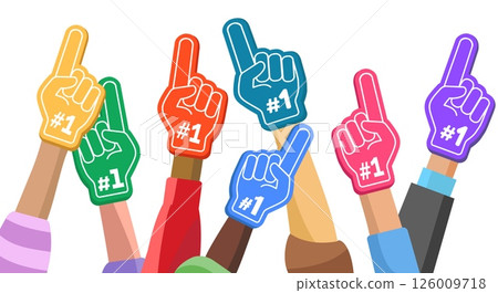 Fan foam fingers hands up 126009718