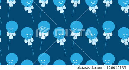 Blue balloons on rope with tied bow Monochrome blue Seamless Pattern. Blue Monday Holiday Background 126010185