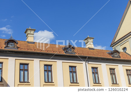Nesvizh, Belarus - 08.08.2024 - Shot of the well know architectural landmark , Radzwill castle. Nesvizh, Belarus - 08.08.2024 - Shot of the well know architectural landmark , Radzwill castle. 126010224