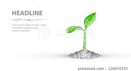 3D Plant isolated on white. Sprout Growth, Future Technology, Grow Bio. 126010335