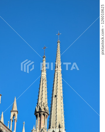 The spires of Church of the Sacred Heart of Jesus Capuchin Church The spires of Church of the Sacred Heart of Jesus Capuchin Church 126010625