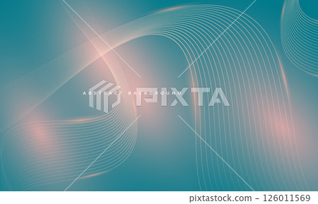 Turquoise and pink abstract background with glowing waves. Futuristic technology concept. Modern flowing wavy lines. 126011569