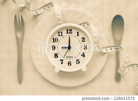 Meal time, tableware, health management, diet management, diet, clock Meal time, tableware, health management, diet management, diet, clock 126011573