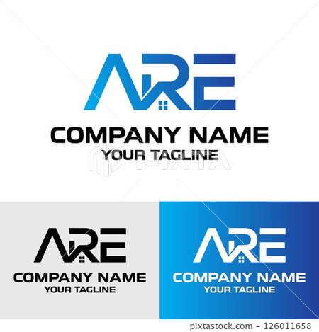 Abstract initial ARE letter real estate geometric typography modern vector logo design template 126011658