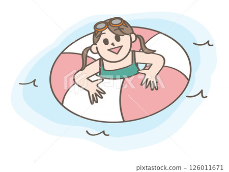 兒童使用游泳圈 兒童使用游泳圈 126011671