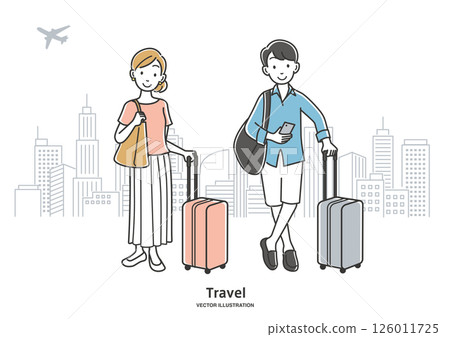 Young couple going on a trip Young couple going on a trip 126011725