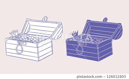 Treasure chest doodle hand drawn. Vector illustrations. 126012803