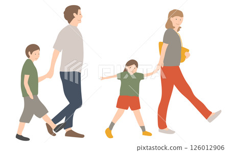 Family of four walking 126012906