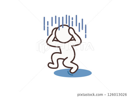 Pictogram of a person avoiding rain (no face) 126013026
