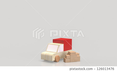 The Cardboard box and van truck for transporting concept 3d rendering. The Cardboard box and van truck for transporting concept 3d rendering. 126013476