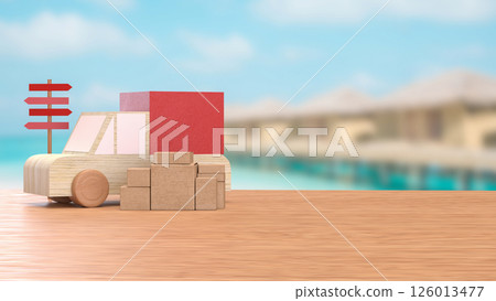The Cardboard box and van truck for transporting concept 3d rendering. The Cardboard box and van truck for transporting concept 3d rendering. 126013477