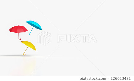 The Multi color Umbrella for weather concept 3d Rendering. The Multi color Umbrella for weather concept 3d Rendering. 126013481