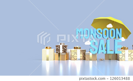 The Yellow umbrella for monsoon sale concept 3d Rendering. 126013488