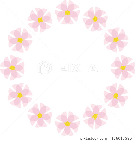 Cute pink floral circle frame Cute pink floral circle frame 126013580