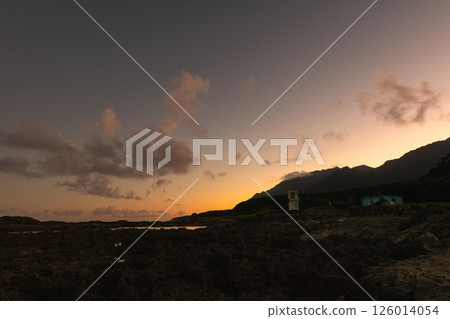 Evening view of the Yakushima Alps (July) from Harutahama Beach 126014054