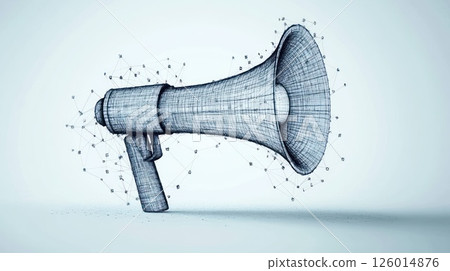 Abstract megaphone, digital network, modern communication, light background 126014876