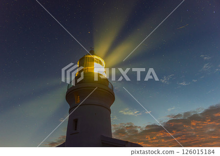 Night view of Yakushima Lighthouse (August) - White light dancing in the midsummer night sky 126015184