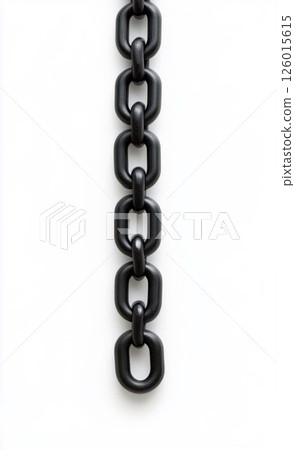 Black Metal Chain Hanging Isolated on White Background 126015615