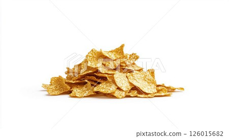 Pile of Golden Cornflakes Isolated on White Background Pile of Golden Cornflakes Isolated on White Background 126015682