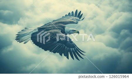 Majestic Eagle Soaring Above Clouds 126015964