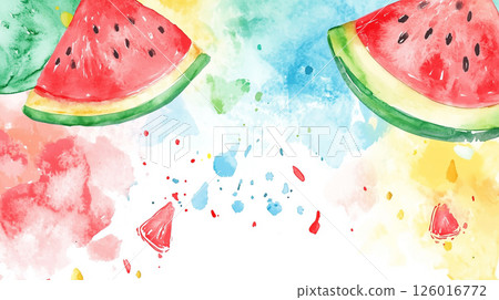 Colorful watermelon watercolor illustration 126016772