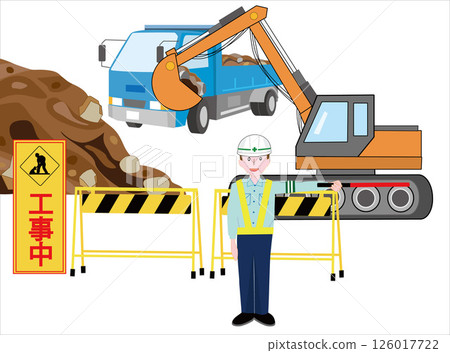 一名交通管制員在施工現場暫停交通。 126017722