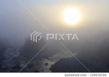 Sunrise seen from the Himekawa River Sunrise seen from the Himekawa River 126018188