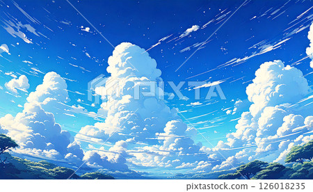 Blue sky cloud generation AI background Blue sky cloud generation AI background 126018235