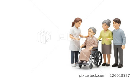 Miniature of a wheelchair patient, his family and a doctor Miniature of a wheelchair patient, his family and a doctor 126018527