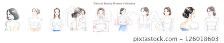 Natural beauty women illustration set Natural beauty women illustration set 126018603