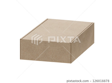 Brown cardboard box on white background Brown cardboard box on white background 126018878