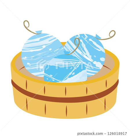 Water balloon illustration_Water balloon in a bucket_Blue Water balloon illustration_Water balloon in a bucket_Blue 126018917