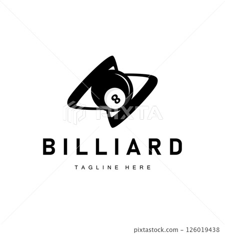 Billiard club logo design vector game badge sport template pool table with ball and stick simple illustration template 126019438