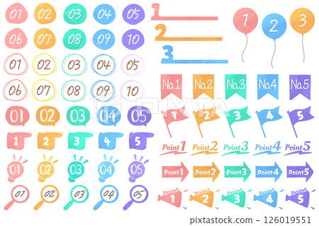 Hand-drawn icon set of numbers and figures Watercolor Cute and stylish Hand-drawn icon set of numbers and figures Watercolor Cute and stylish 126019551