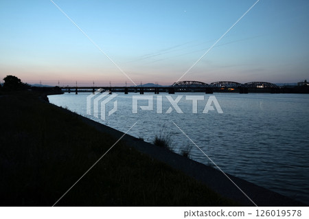 on the riverbed in the morning 126019578