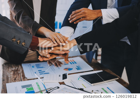 Business handshake for teamwork of business merger and acquisition,successful negotiate,hand shake,two businessman shake hand with partner to celebration partnership and business deal concept 126019812