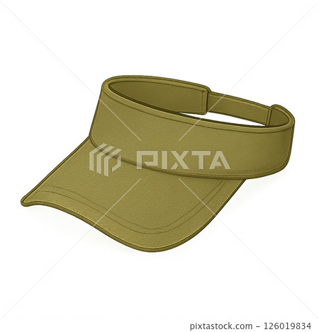 Hat Sun visor/Khaki color Simple drawing/White background Generative AI 126019834