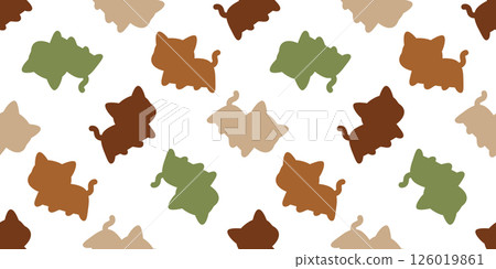 cat seamless pattern kitten calico silhouette cartoon doodle pet animal illustration tile background gift wrapping paper camouflage repeat wallpaper 126019861