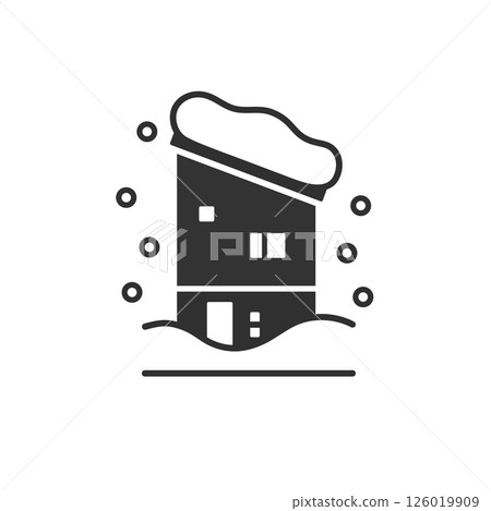 房屋雪損的剪影插圖 126019909