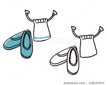 Pen-drawn style portable shoes 126020433