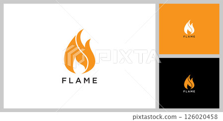 Fire Flame Logo design vector. Bonfire Silhouette Logotype icon 126020458