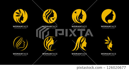 set of woman face logo vector design template set of woman face logo vector design template 126020677