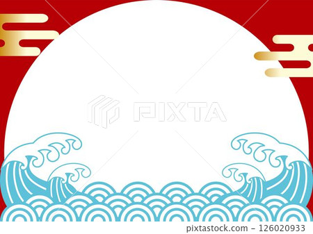Ocean Waves Seigaiha Sunrise New Year's Day New Year's Greetings Japanese Style Japanese Pattern Japanese Painting Modern Background Frame Design Illustration 126020933