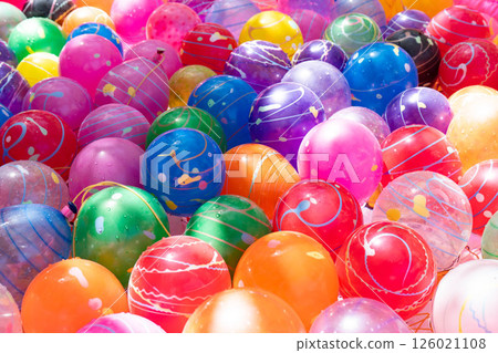 Photo of water balloons at a festival Photo of water balloons at a festival 126021108