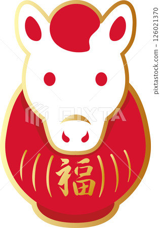 新年卡2026年馬達摩十二生肖新年裝飾可愛設計插畫素材 新年卡2026年馬達摩十二生肖新年裝飾可愛設計插畫素材 126021370