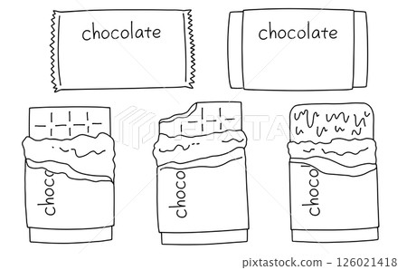 A simple and easy chocolate bar set - Line drawing A simple and easy chocolate bar set - Line drawing 126021418