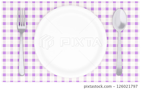 3D插圖_盤子和餐具_餐墊_紫色 126021797